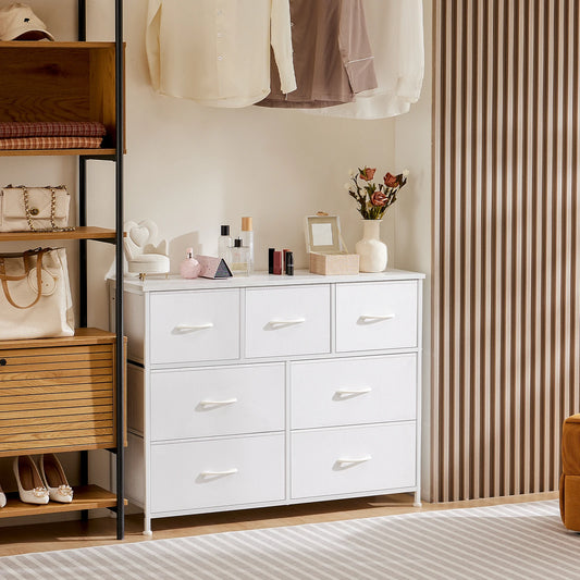 JHK Bedroom Wardrobe With White Fabric Drawers 5 7 10 Drawer Storage Chest