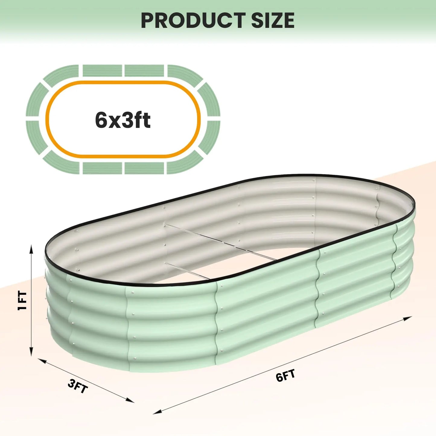 Two Pack Oval Galvanized Steel Raised Garden Beds With Open Base Safety Edge