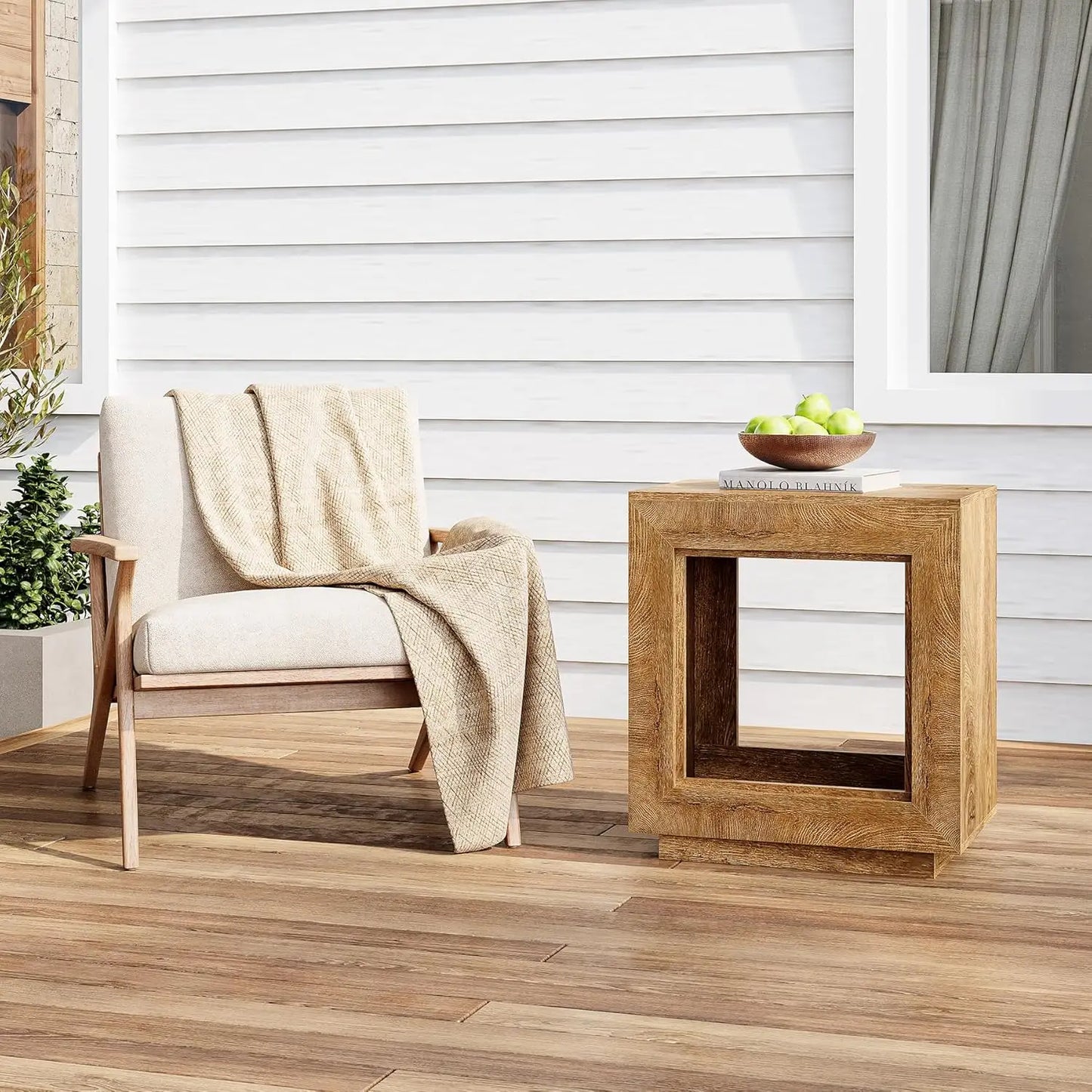 Little Tree End Table Wooden Square Side Table Farmhouse Sofa Side Tables