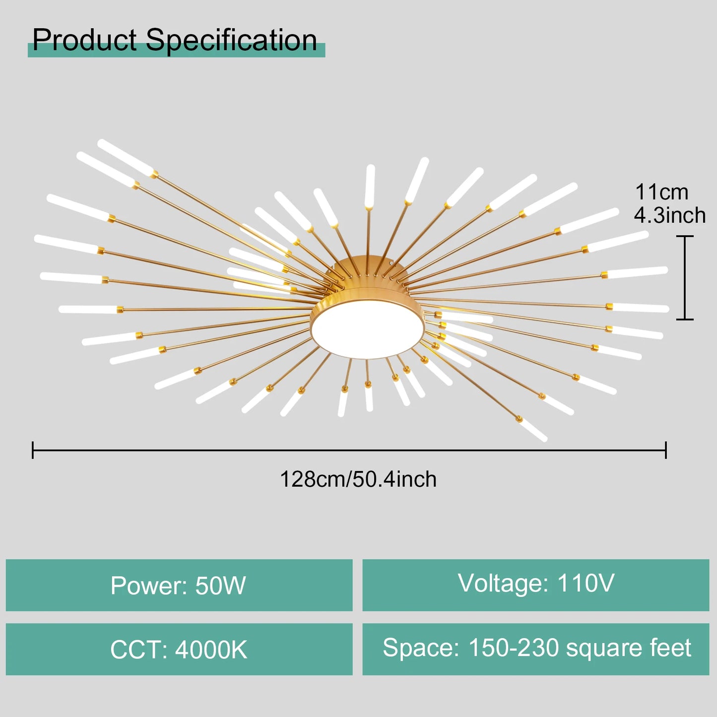 Modern LED Ceiling Light Gold Black Living Room AC 90 260V