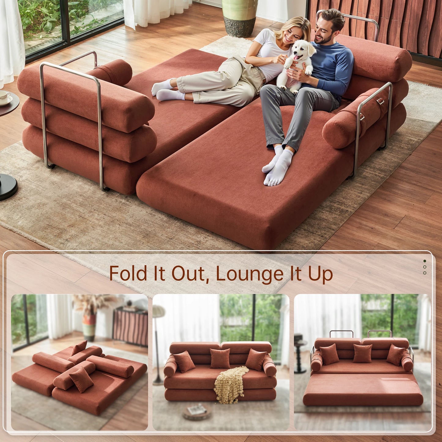 Convertible Sleeper Sofa With High Back Floor Couch Bed