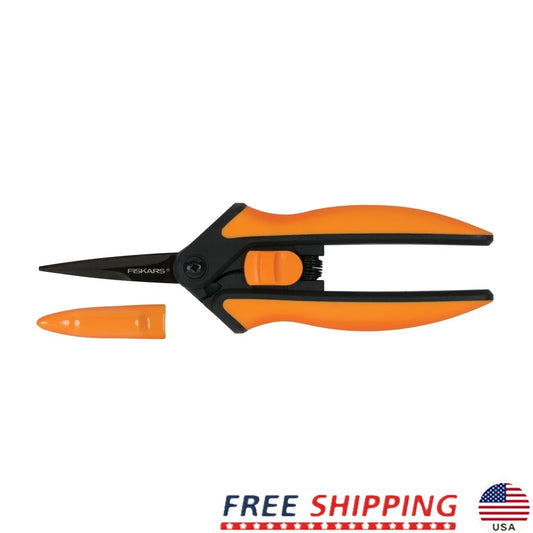 6 Inch Non-Stick Micro-Tip Pruning Shears Easy Action Spring Stainless Steel Blades Comfortable Handles Garden Maintenance