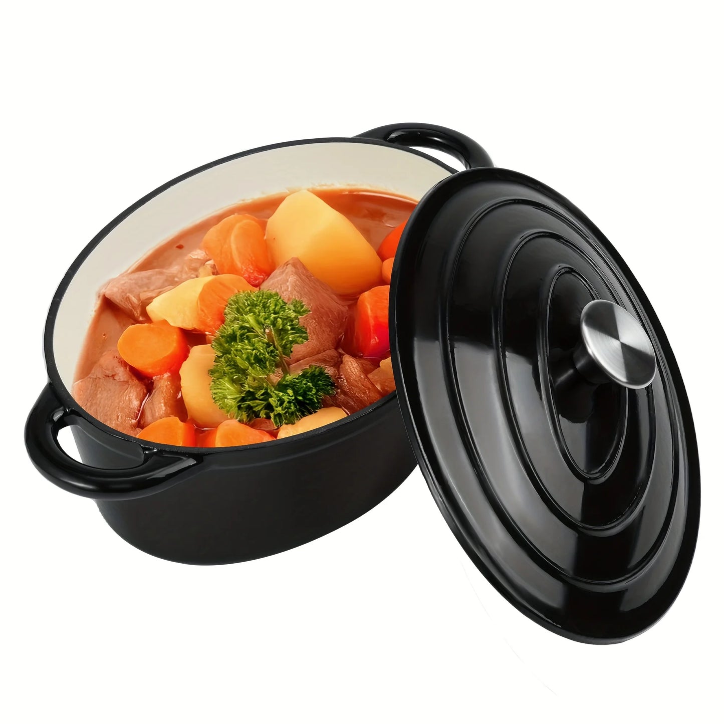 Four Point Five Qt Enameled Cast Iron Dutch Oven With Lid Dual Handles Nonstick