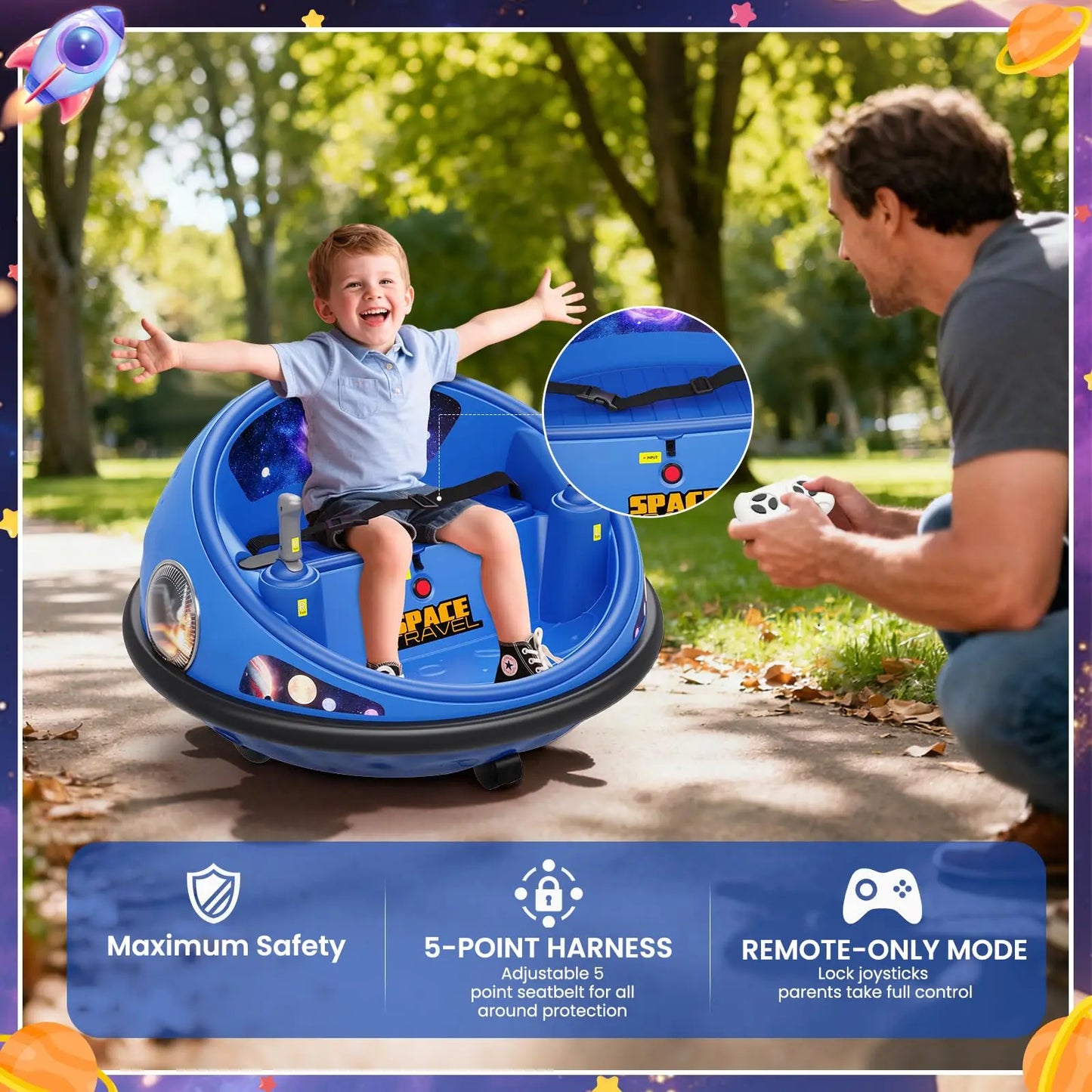 360 Degree Spin Kids Electric Bumper Car With Remote LED Lights Indoor Outdoor