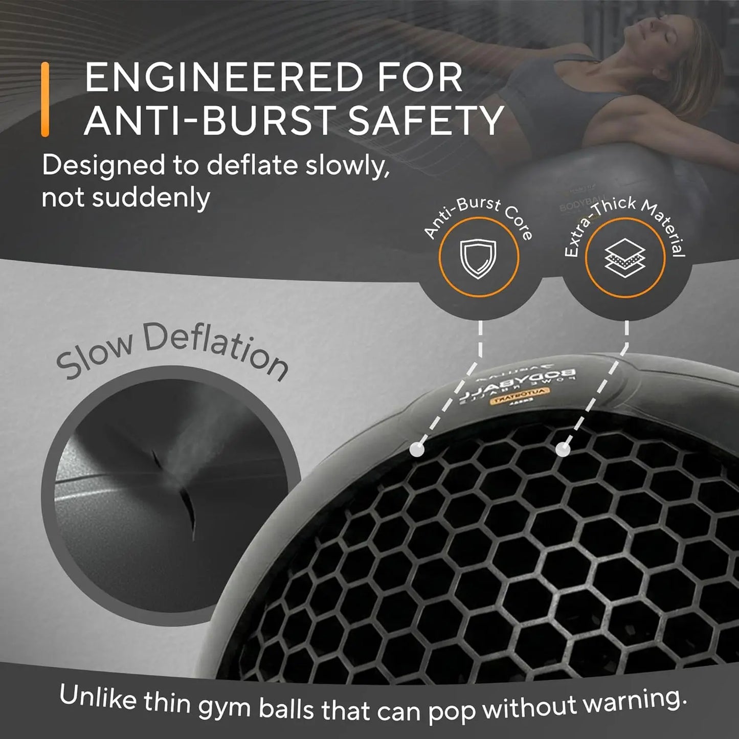 Anti Burst Exercise Ball for Yoga and Pilates with Pump 330 Pounds Capacity