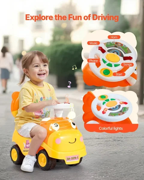 Ride On Toddler Push Car For 19-36 Months With Horn Music Under Seat Storage