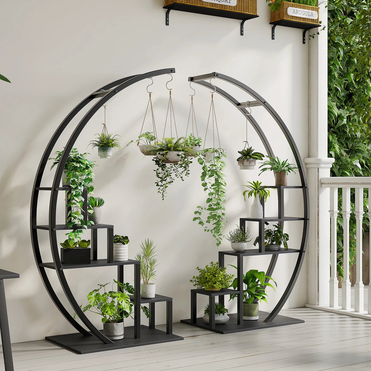 5 Tier Plant Stand Indoor 2 Pack Half Moon Metal Shelf Rack For Balcony