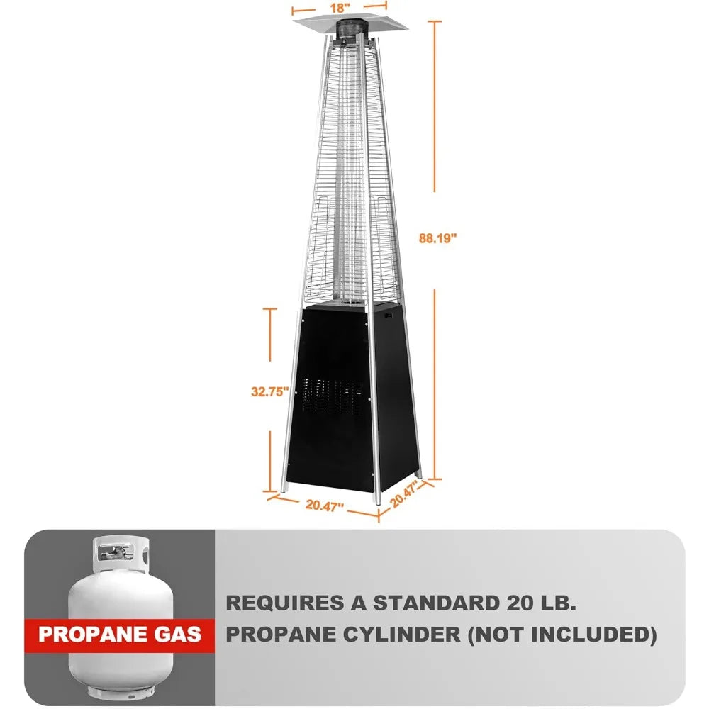 Outdoor Propane Patio Heater 48000 BTU Pyramid With Wheels
