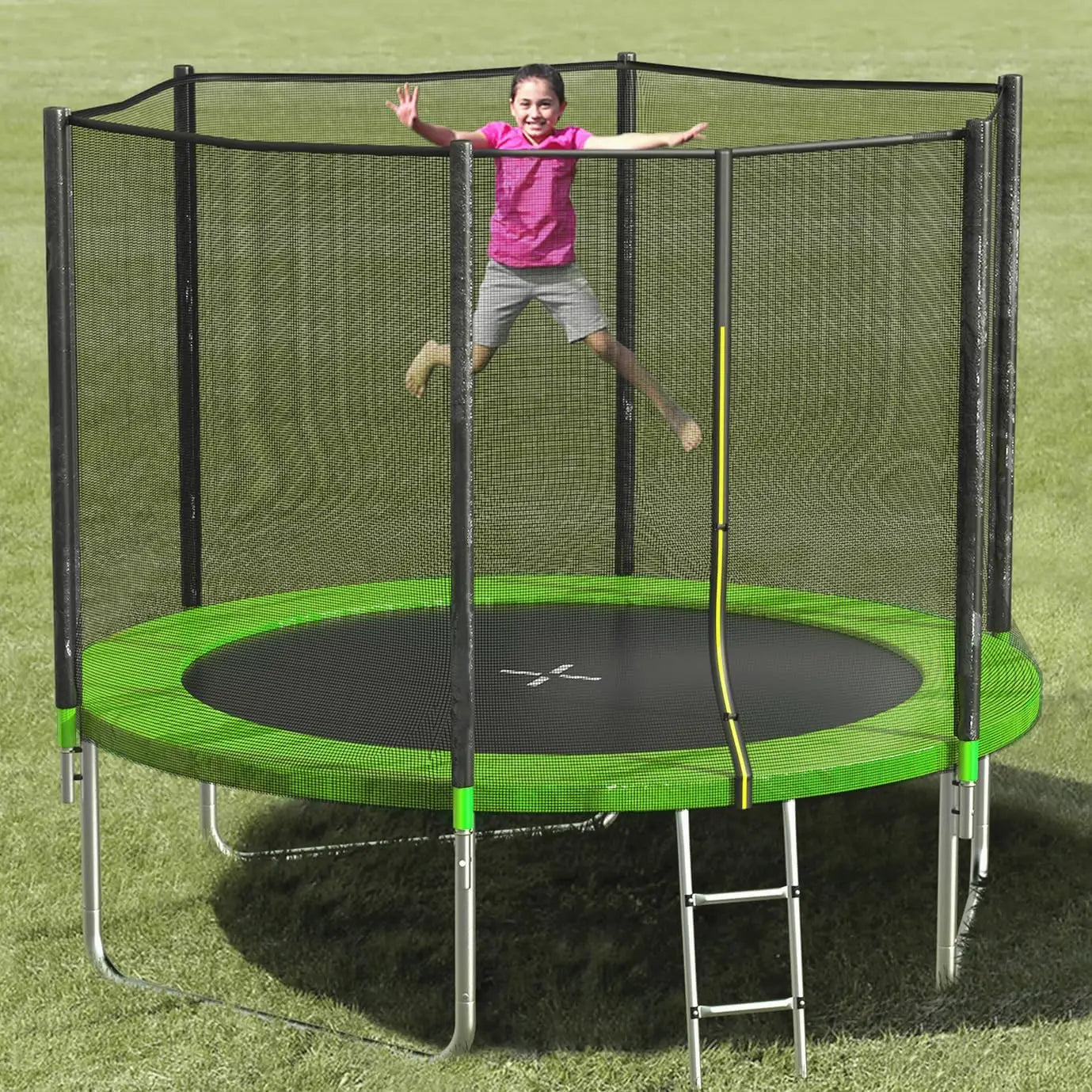Trampoline 8FT 10FT 12FT 14FT 15FT Trampolines with Enclosure Net 400LBS Outdoor Trampolines for Kids with Basketball Hoop ASTM