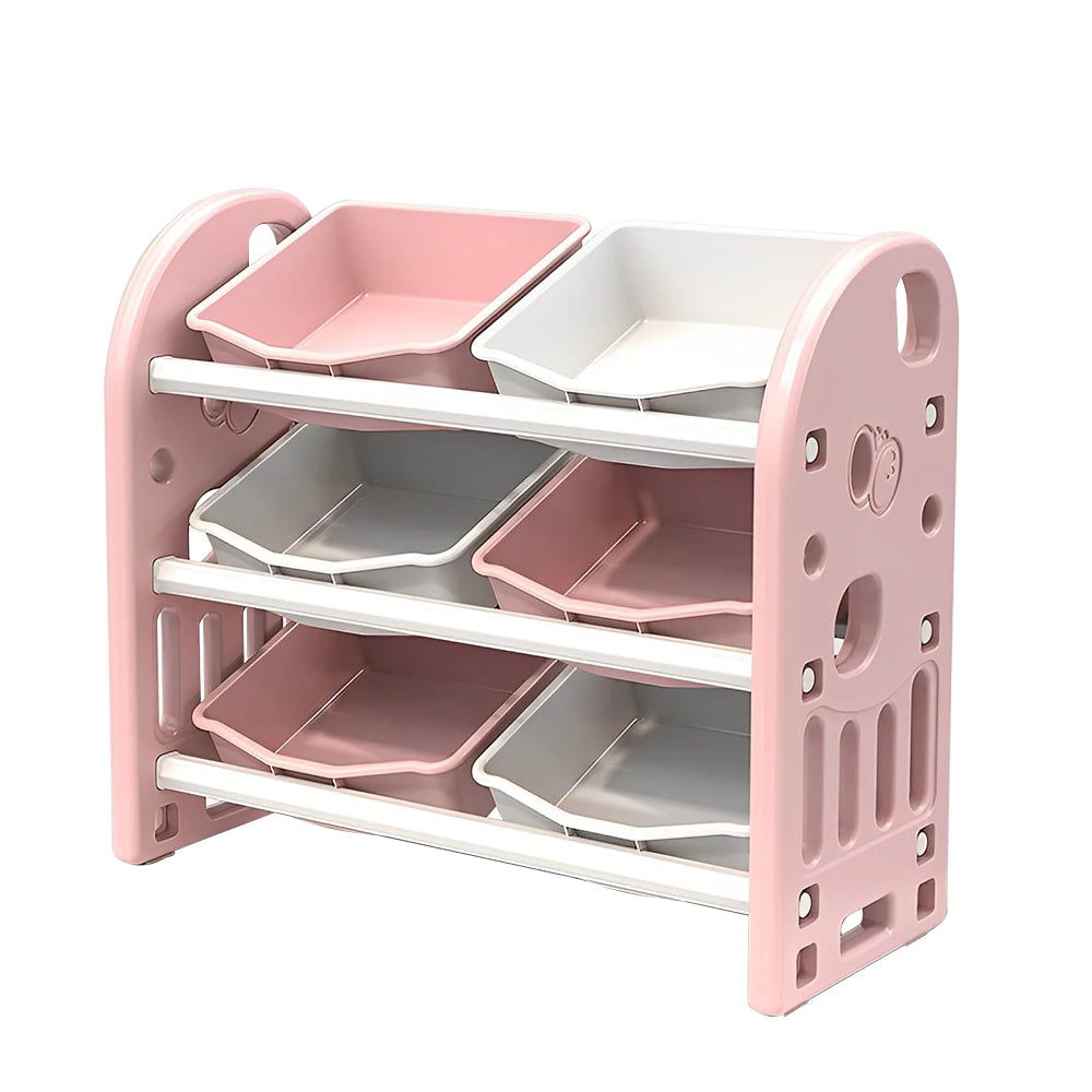 Kids Toy Storage Organizer With 6 Bins Multi Functional Furniture Set HDPE