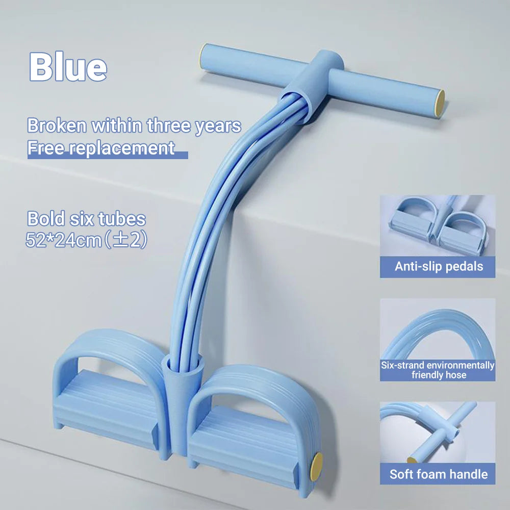 Six Tube Resistance Band Set With Multi Function Rope Pedal Exerciser For Gym