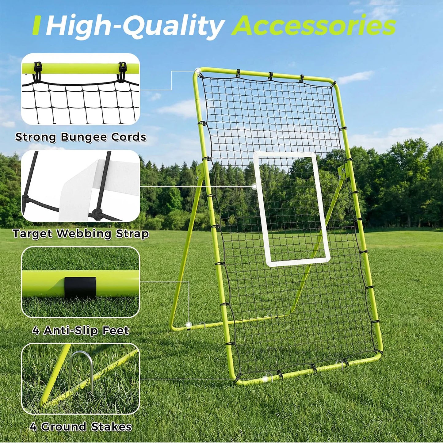 7x4ft Volleyball Rebounder Net Adjustable Angle For Solo Training Practice