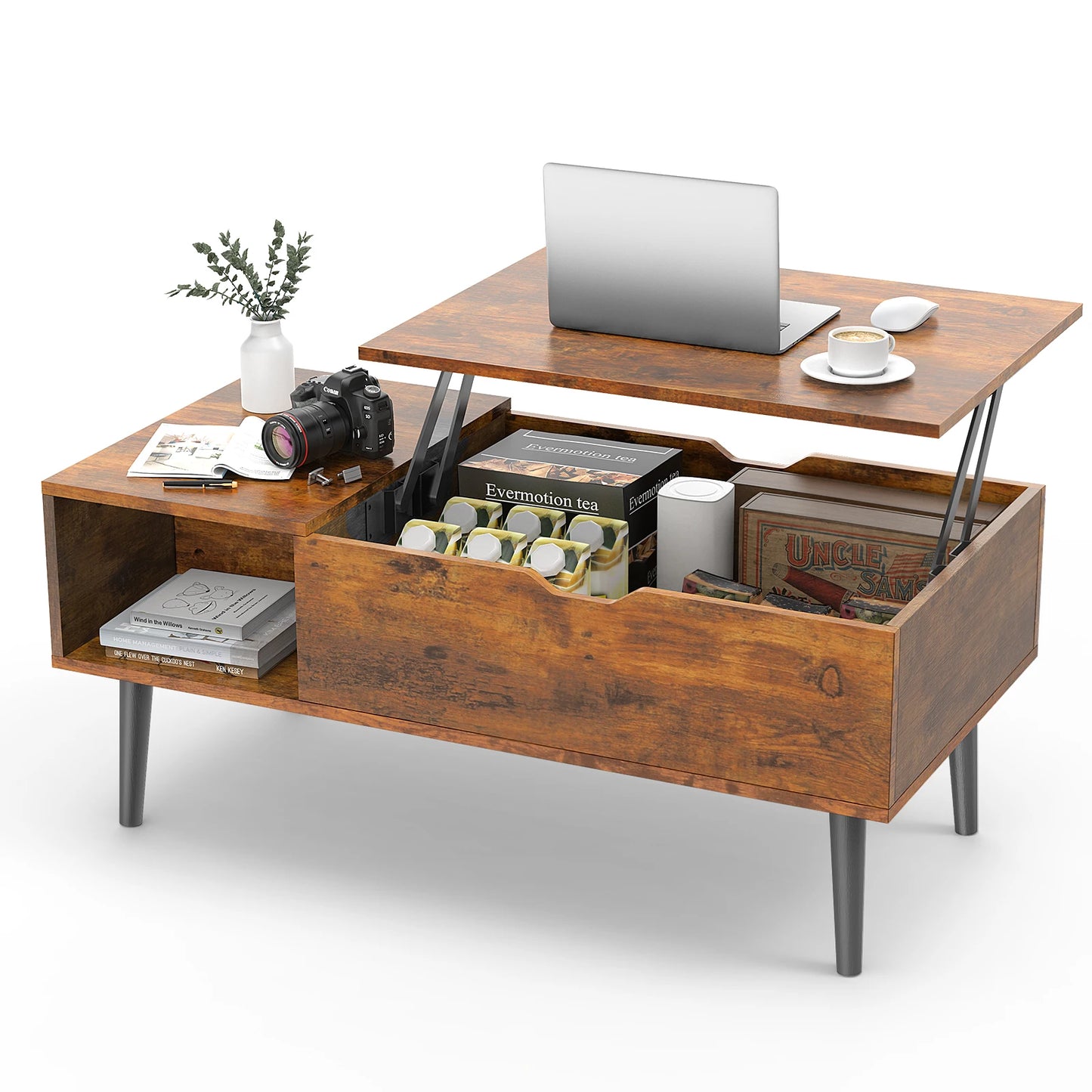 JHK Lift Top Coffee Table For Living Room With Storage