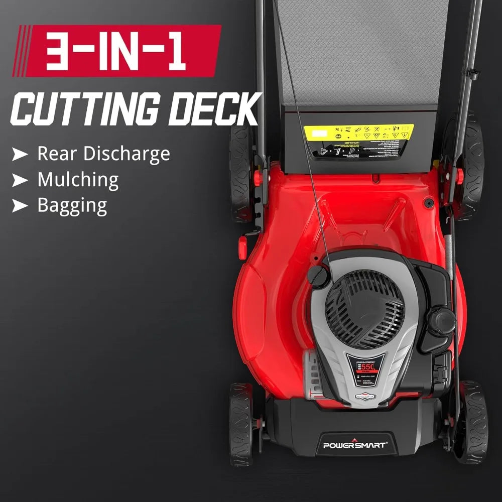 21" Self-Propelled Lawn Mower with 140cc Briggs & Stratton Engine - Heavy-Duty Steel Deck, 6 Cutting Heights