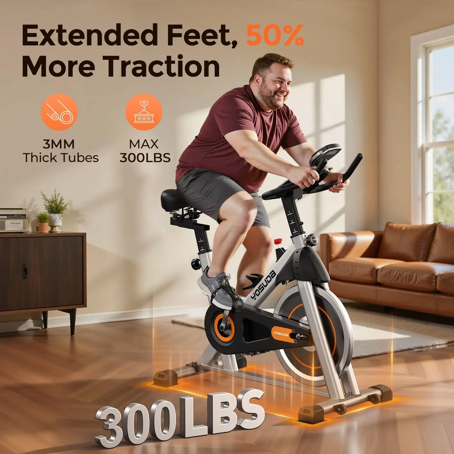 YOSUDA Exercise Bike With Magnetic Resistance And Bluetooth 300 Pound Capacity