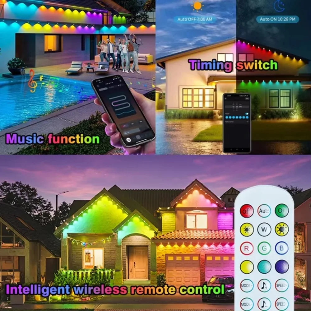 IP67 Waterproof Outdoor String Lights With App Remote Control And Music Sync