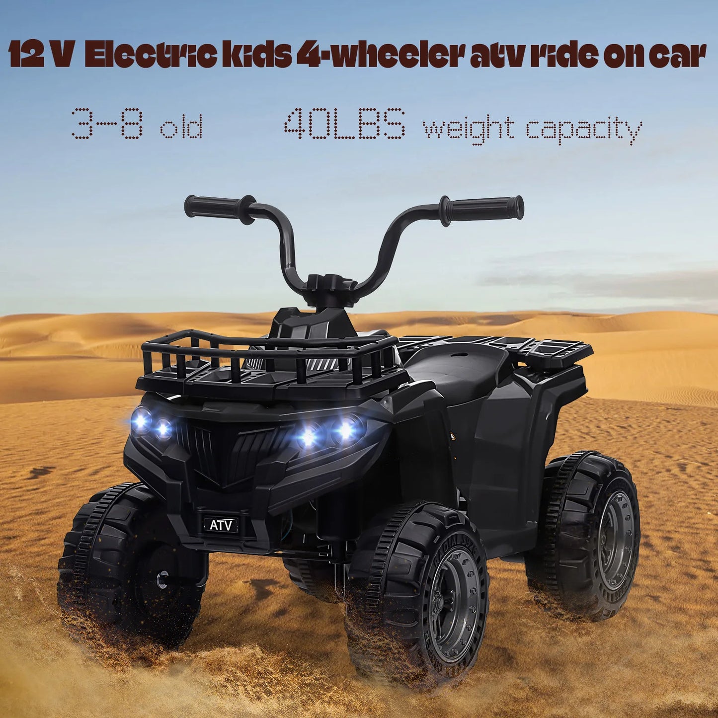 12V Kids Ride On ATV With Bluetooth Audio High Low Speed LED Headlights Radio
