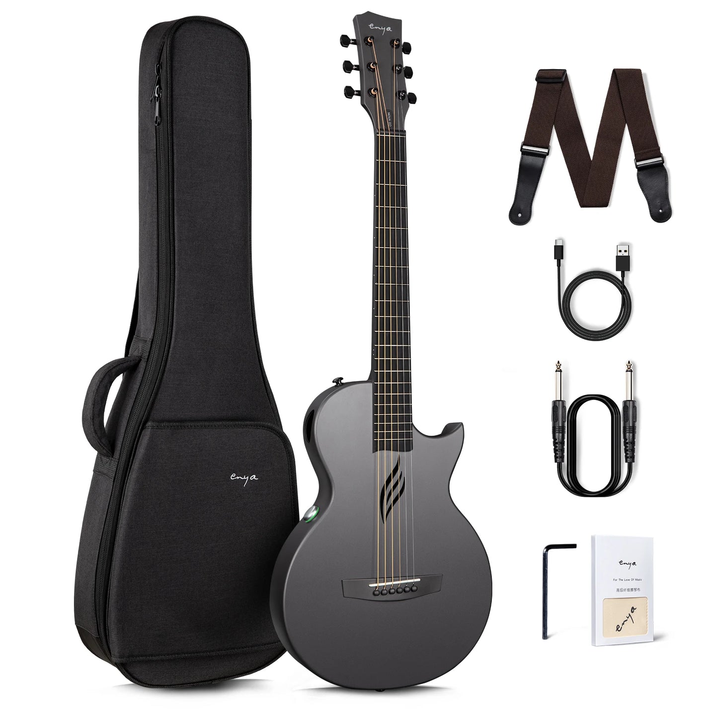 Enya Nova Go Sp1 Carbon Fiber Electric Acoustic Guitar 35 Inch with Pickup Case