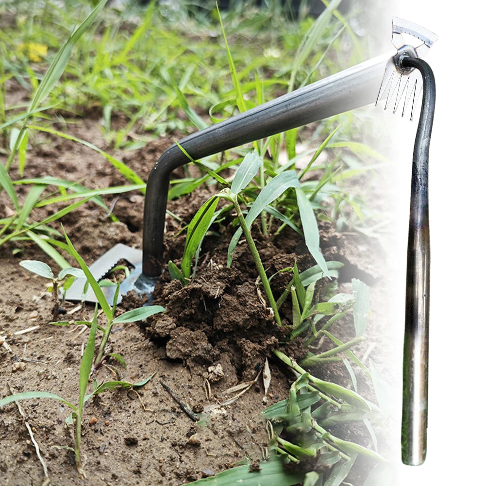 Multifunctional Garden Rake And Hand Weeder Weed Puller For Soil Loosening