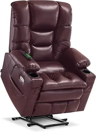 Triple Motor Power Lift Recliner Chair with Massage and Dual Heating, Adjustable Headrest for Big and Tall Elderly People, Faux