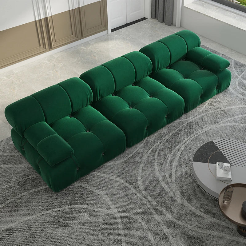 104 Inch Minimalist Modular Sectional Sofa Velvet Convertible 3 Seat Set Sdorens