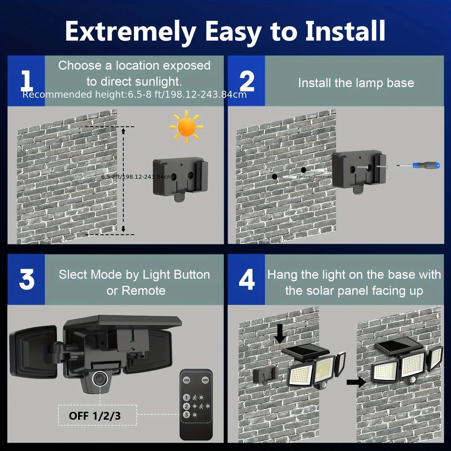3 Pack Outdoor Solar Lights With Motion Sensor For Porch Garage Yard Patio