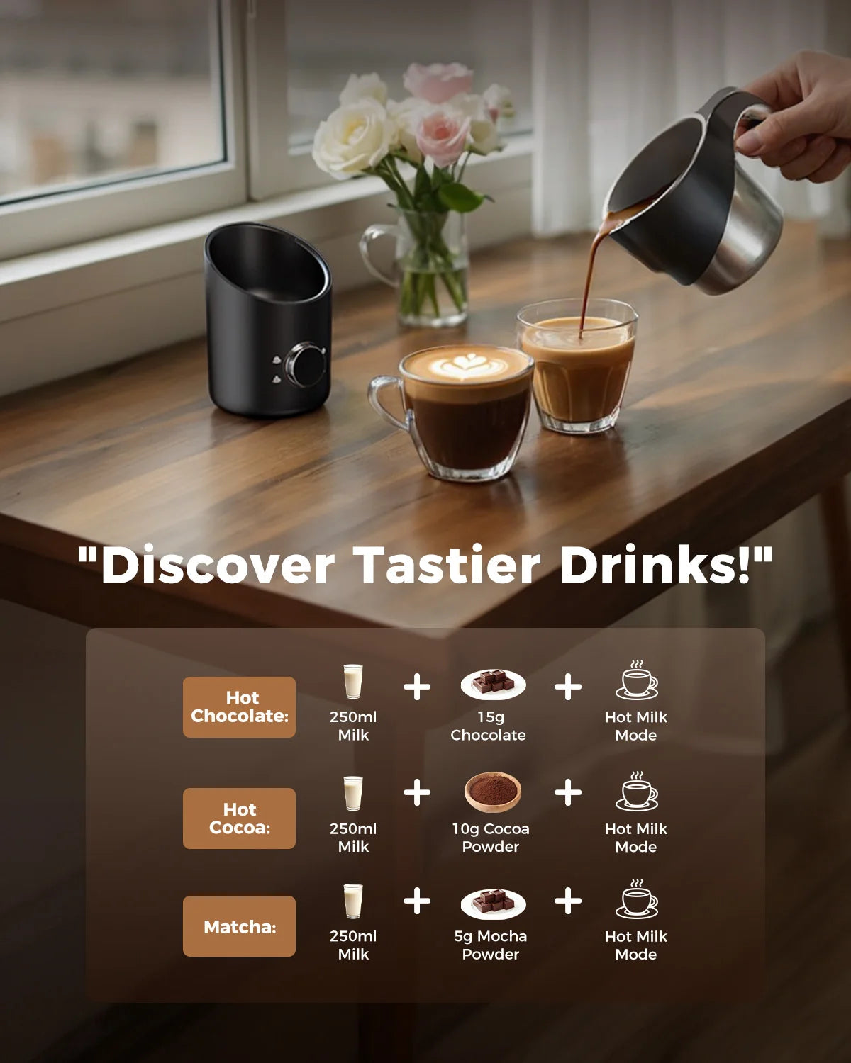 Milk Frother And Steamer 8 In 1 Electric Frother For Coffee 400ml Detachable