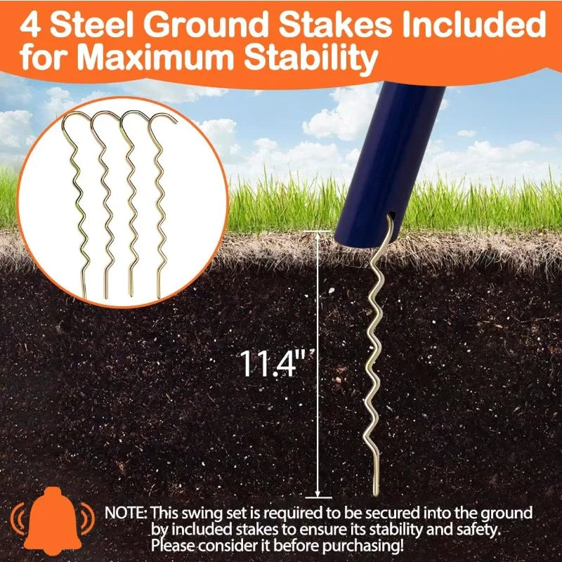 Nova Outdoor Metal Swing Set For Kids Climbing Ladder Hoop