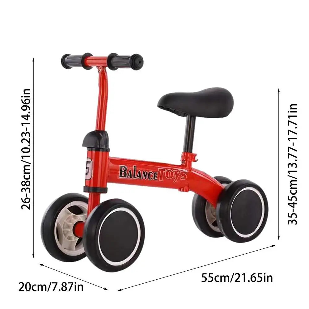 Three Wheel Balance Bike Ride On Toy For Kids Aged 3 To 6 Unisex Without Pedals