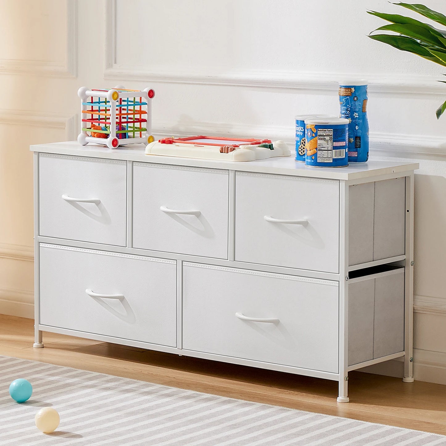 JHK Bedroom Wardrobe With White Fabric Drawers 5 7 10 Drawer Storage Chest