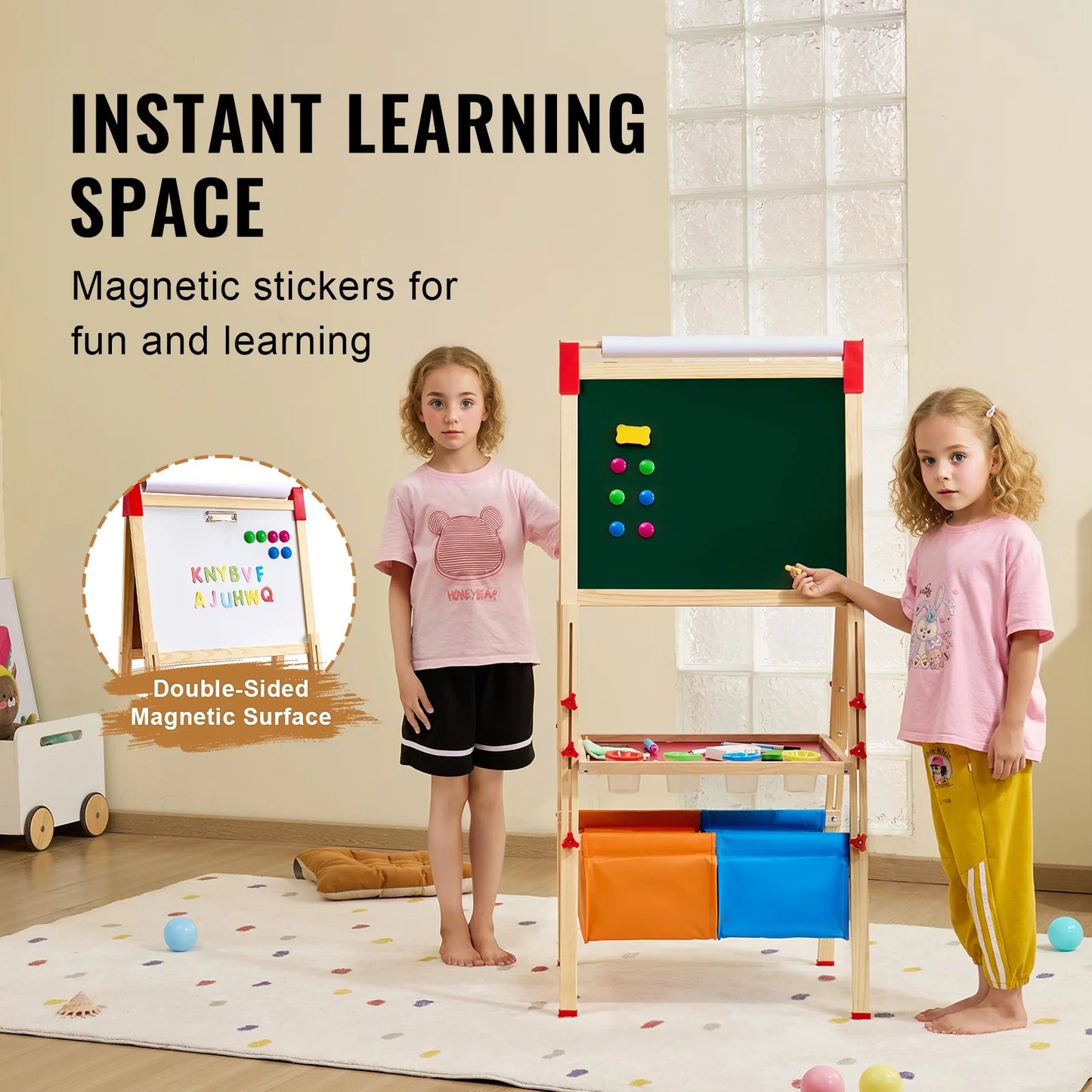 SucceBuy Children Magnetic Drawing Board WordPad Baby Color Graffiti Standing Art Easel Educational Drawing Toys  for Kids Girl