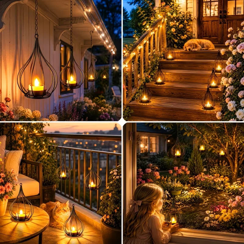 2 Pack Solar Lanterns Outdoor Waterproof,Hanging Solar Lights Outdoor with Flickering Flameless Candle,Gifts for Women Mom Grandma,Outdoor Solar Lanterns for Garden Patio Backyard Pathway Decor