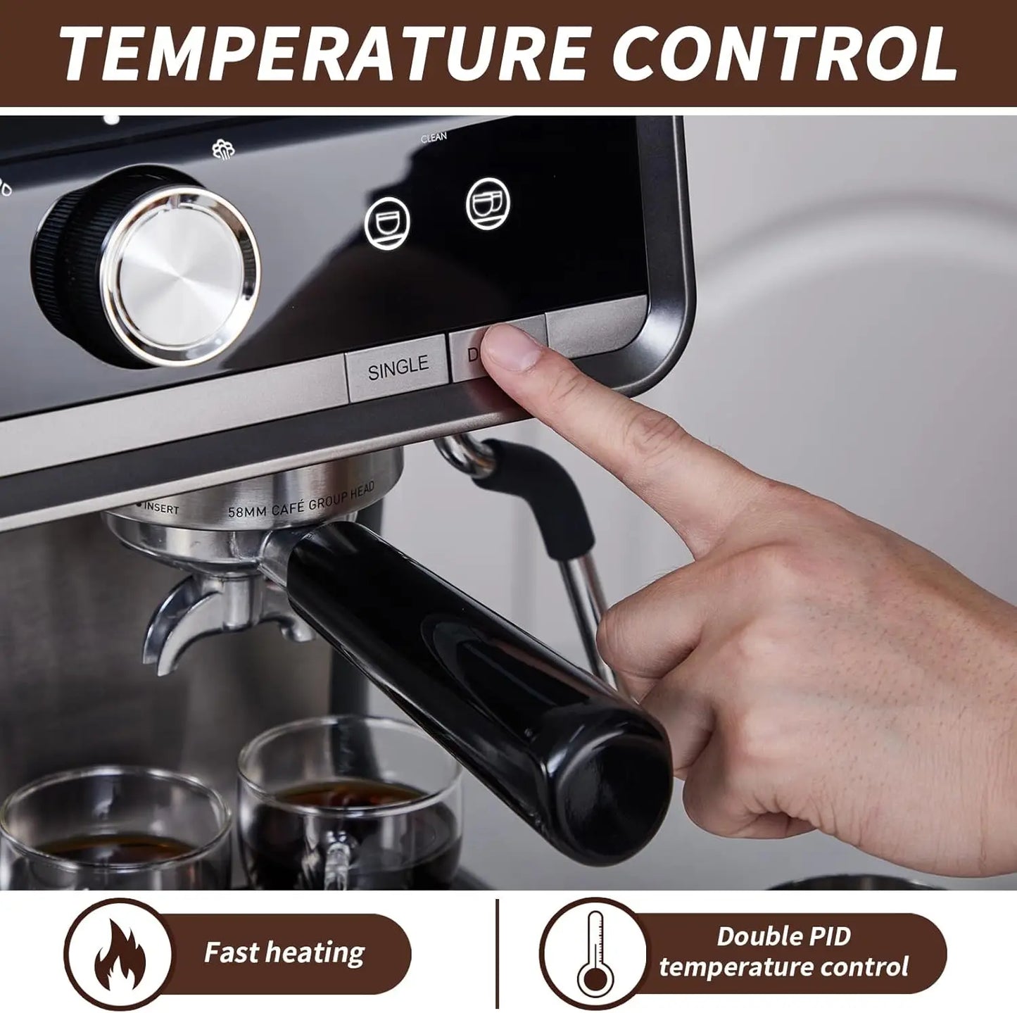 Espresso Machine With Grinder And Milk Frother Steam Wand 20 Bar 1450W
