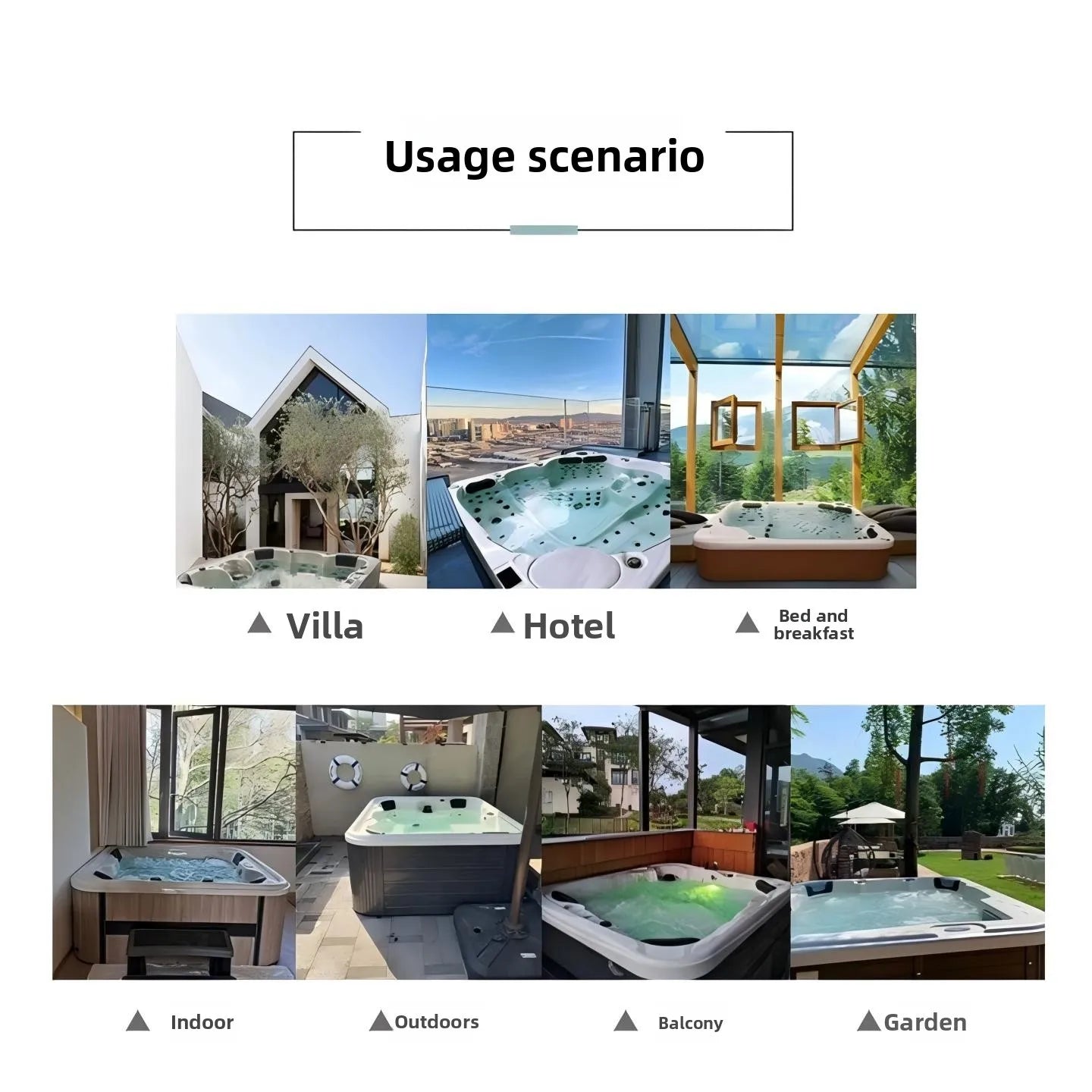 Outdoor Jacuzzi Spa Hot Tub Large Acrylic Massage Bathtub Thermostatic Villa