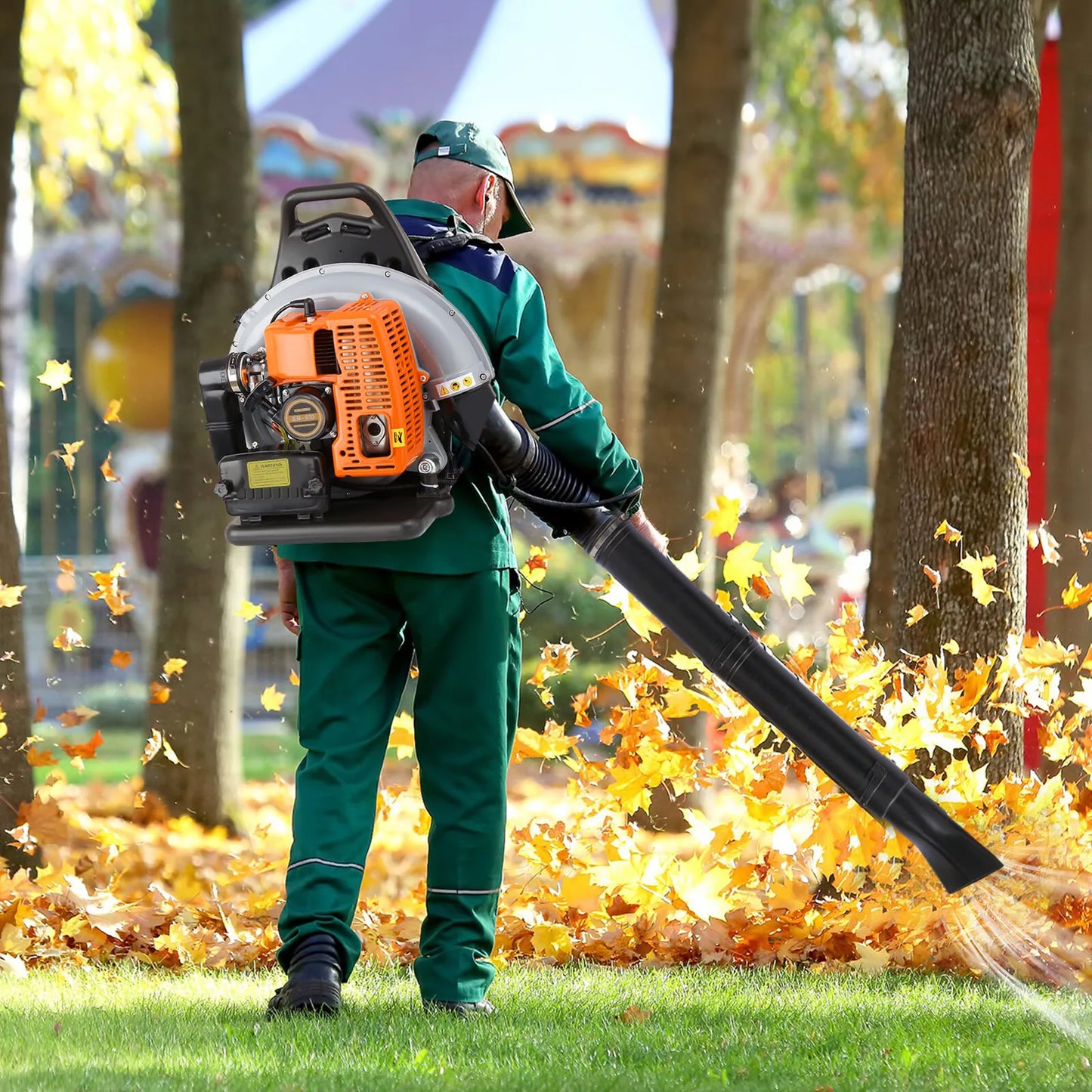 63cc 2 Stroke Gas Leaf Blower 2.7kW 6800rpm Backpack With Adjustable Speed