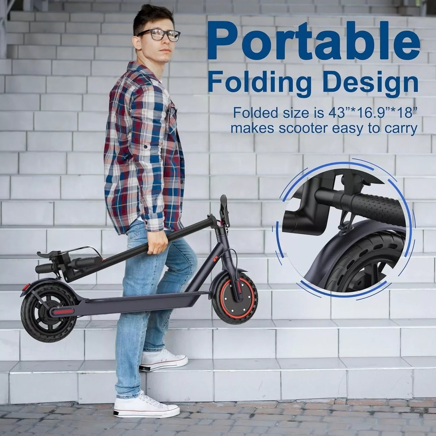 Ladped LP60 Electric Scooter 350W Foldable 19 MPH 8.5 Inch Tires 16 Mile Range