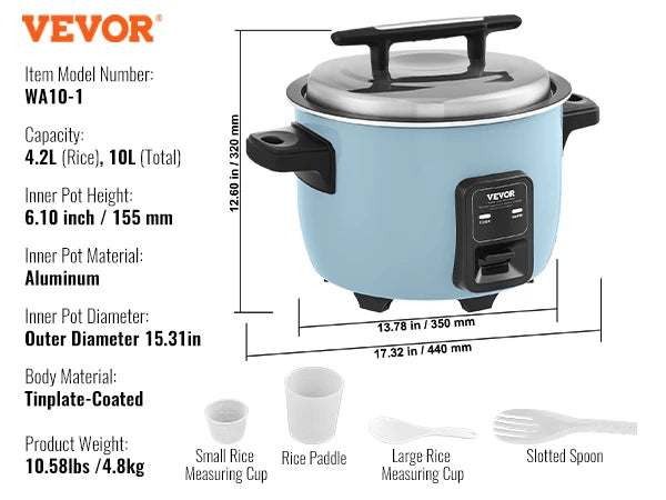 SucceBuy 8L 10L 13L Commercial Rice Cooker With Aluminium Nonstick Pot Keep Warm