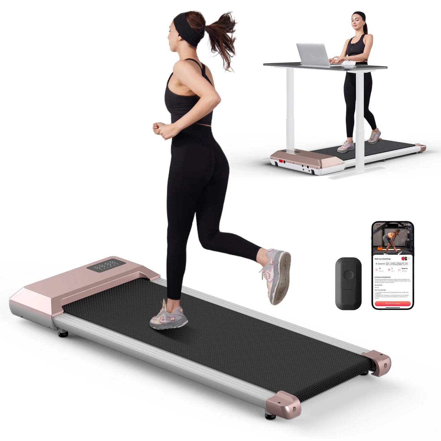 300lbs Capacity Home Treadmill 2.5HP 2 In 1 Walking Running Machine LCD Display