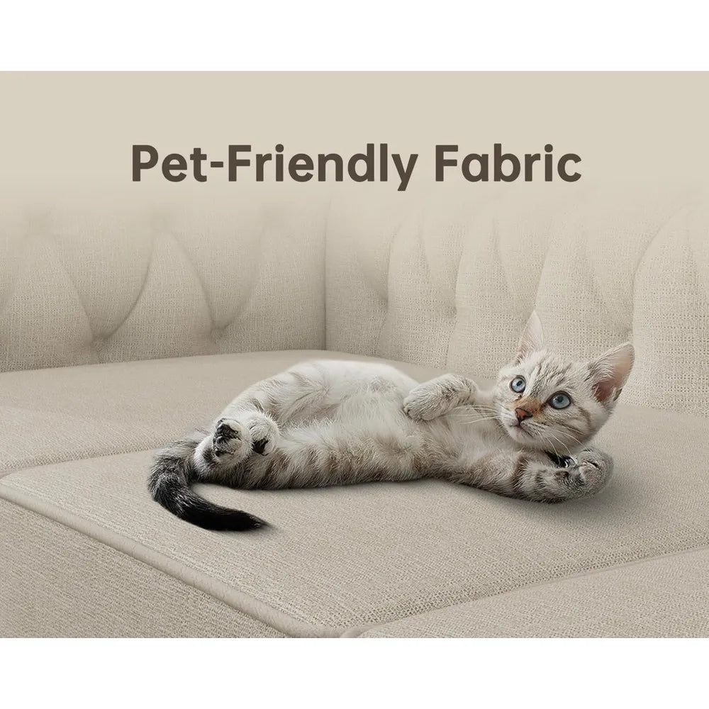 Classic Chesterfield Sofa Set 82'', Tufted Sofa Couch Set with Solid Wood Legs Thick Cushion, Pet-Friendly 3-Seater Sofas