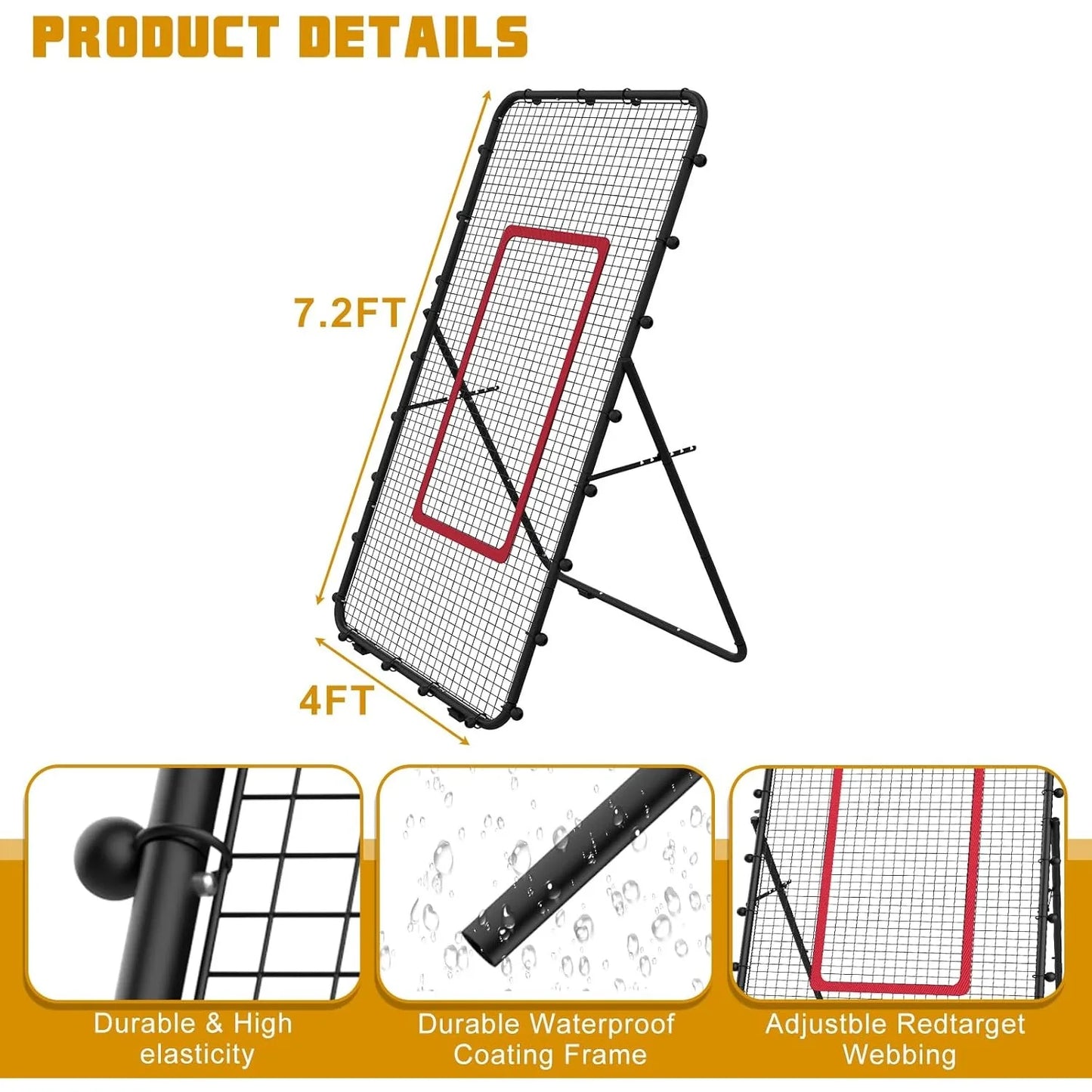 Adjustable 7x4ft Volleyball Net And Multi Sport Rebounder Lacrosse Soccer Tennis