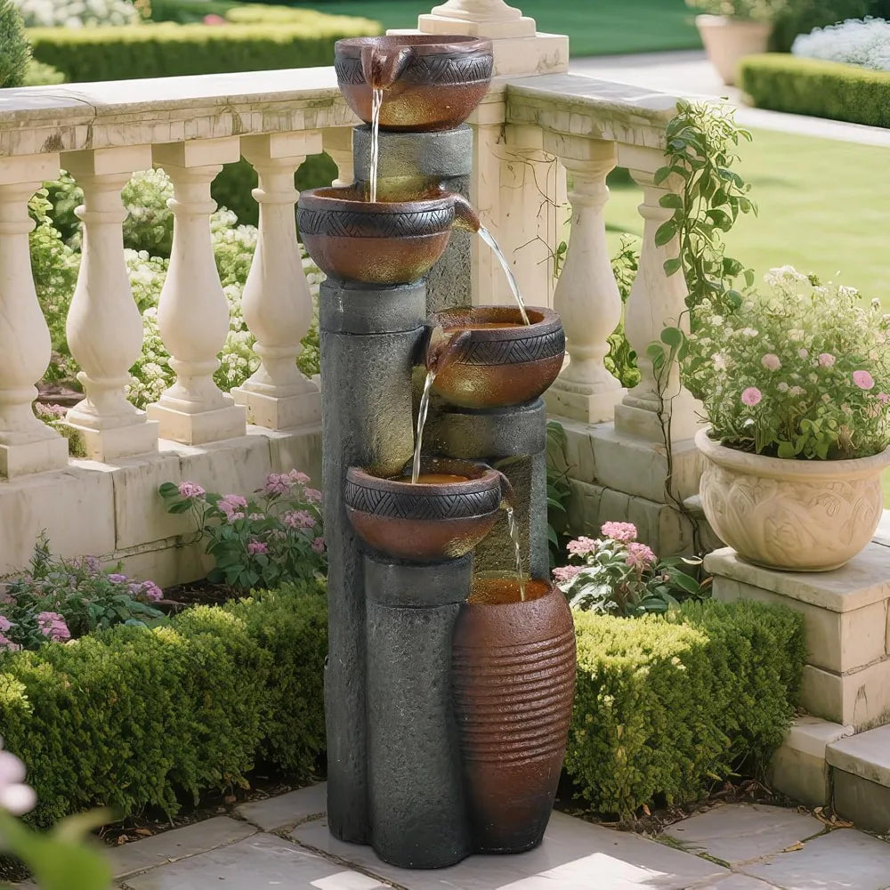 5 Tier Outdoor Water Fountain Decor For Garden Patio Porch
