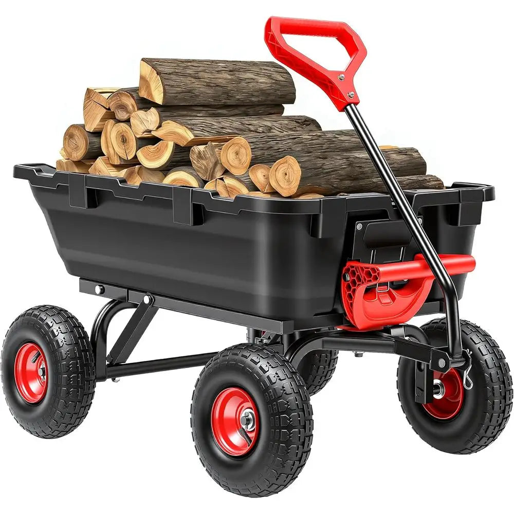 900 Lb Garden Dump Cart Heavy Duty Wheelbarrow 10 Inch Pneumatic Tires