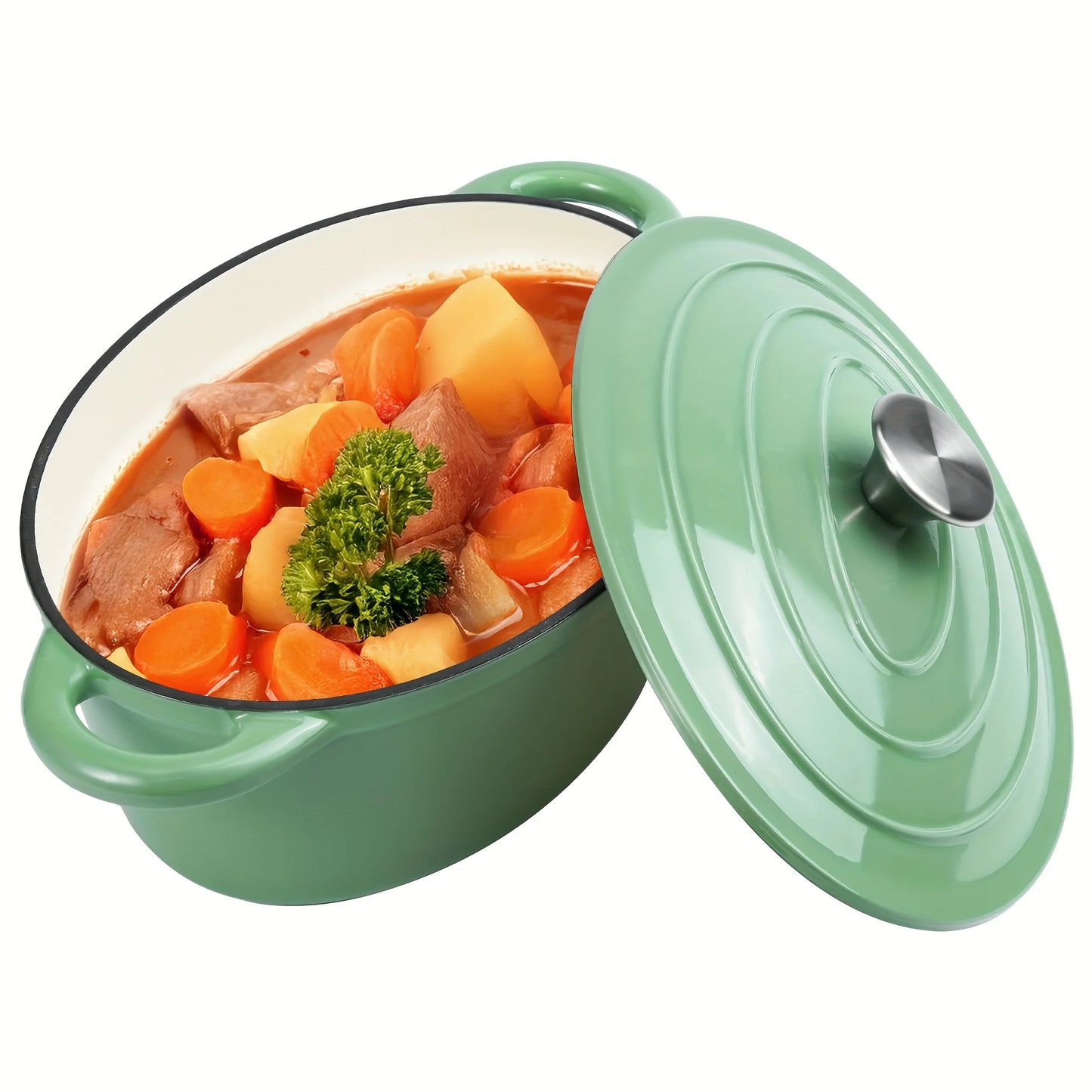 Four Point Five Qt Enameled Cast Iron Dutch Oven With Lid Dual Handles Nonstick