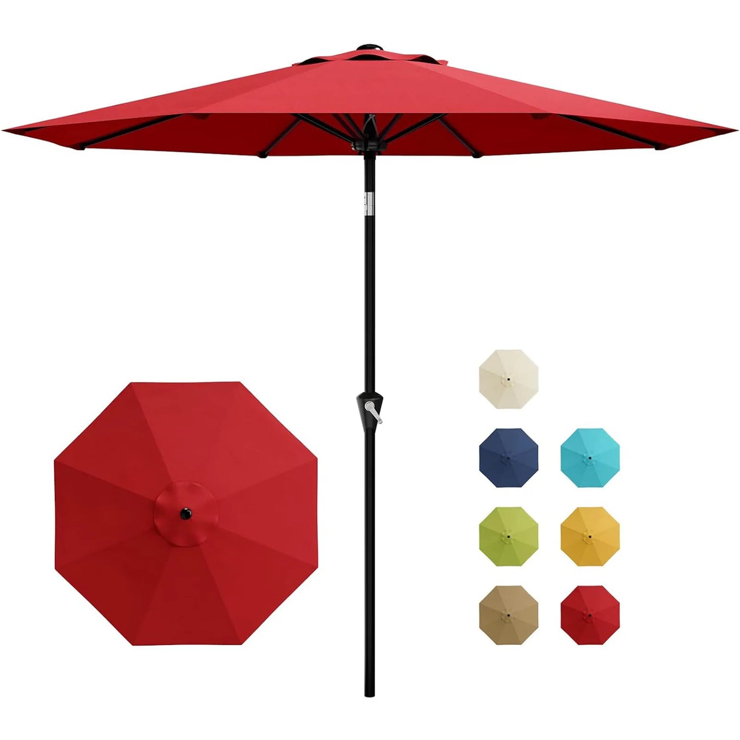 10 Foot Patio Market Umbrella With Crank Lift and Tilt Waterproof