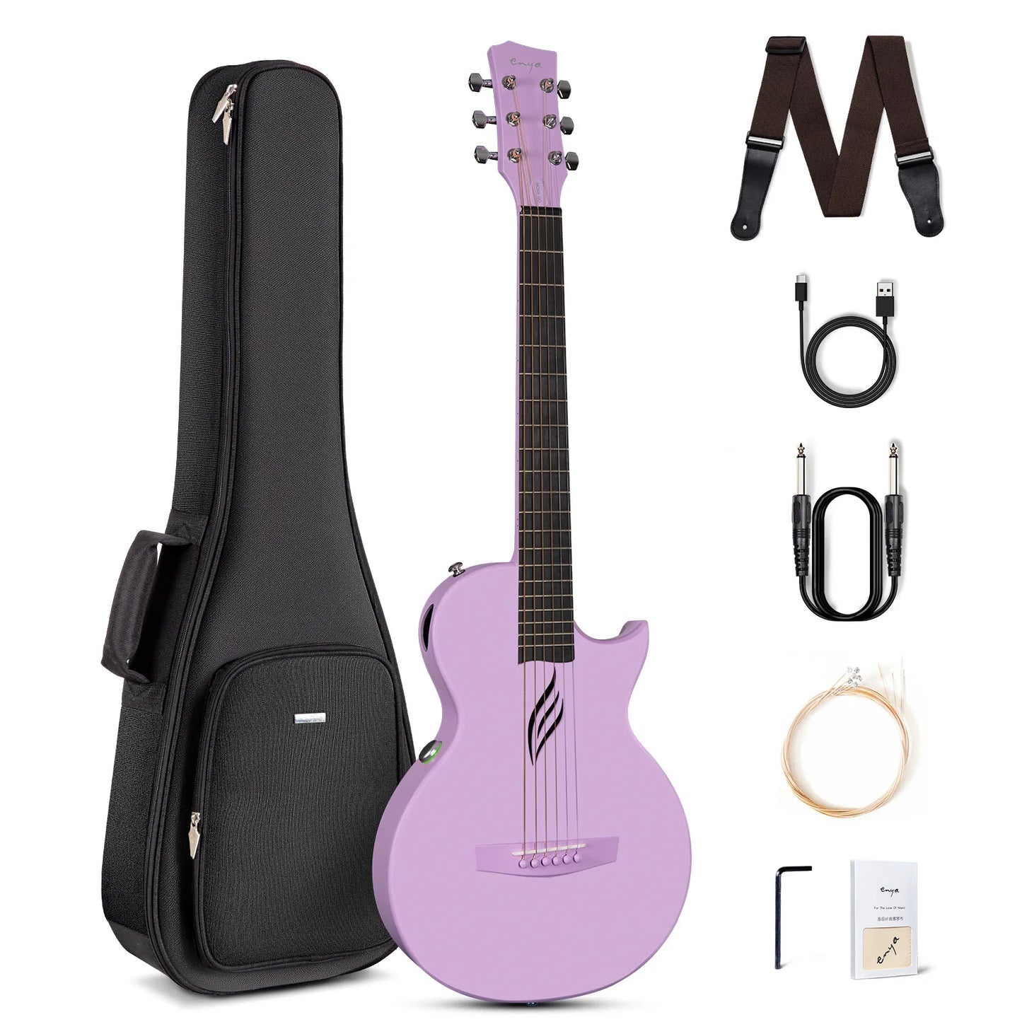 Enya Nova Go Sp1 Carbon Fiber Electric Acoustic Guitar 35 Inch with Pickup Case