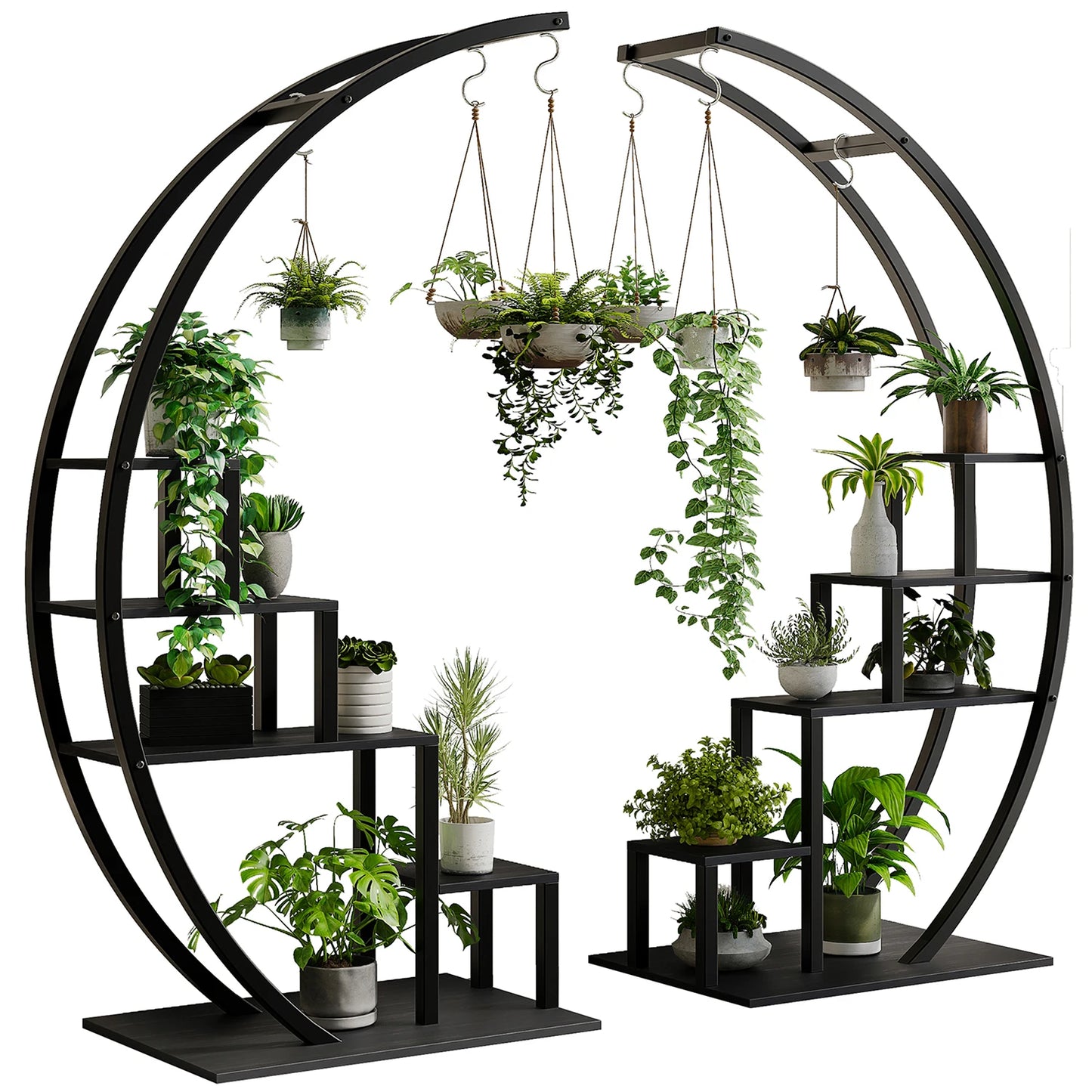 5 Tier Plant Stand Indoor 2 Pack Half Moon Metal Shelf Rack For Balcony