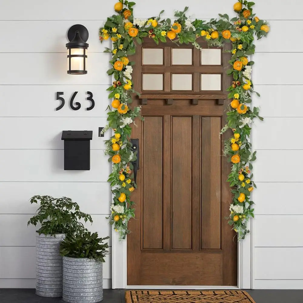 66 Inch Artificial Lemon Garland With Peonies Hydrangeas Wall Window Decor