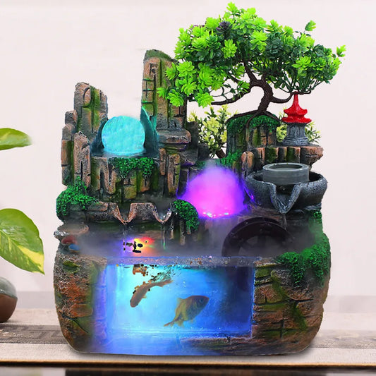 Fountain Rockery Feng Shui Water Sound Fountain Desktop Indoor Waterfall Decor