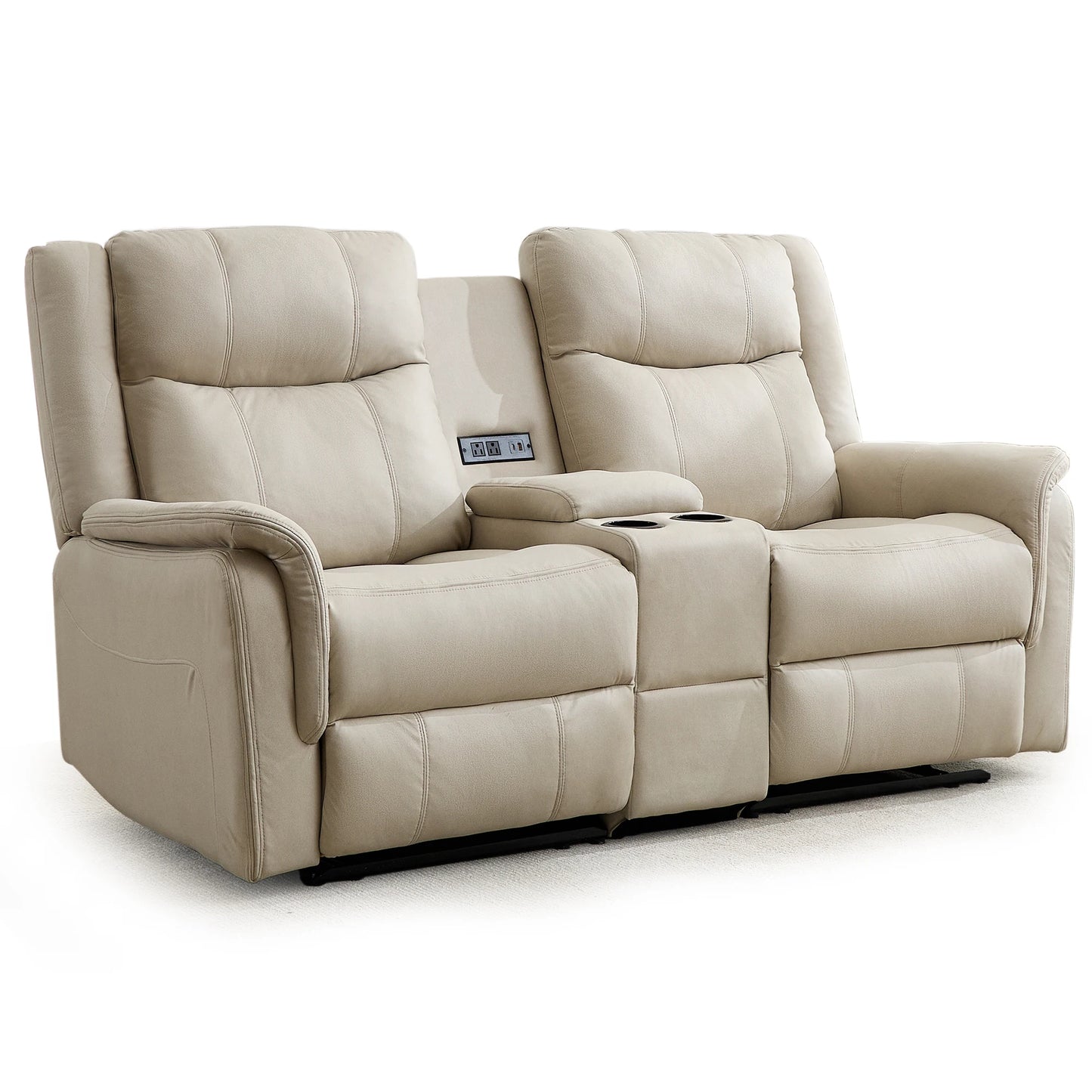 Korser 2 Seater Loveseat Recliner With USB Ports And Cup Holders Home Theater