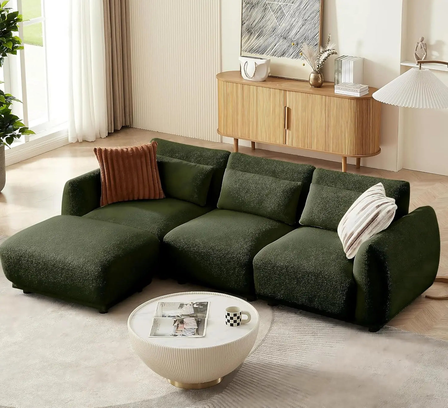 L Shaped Modular Sectional Couch Convertible Cloud Sofa With Removable Ottoman